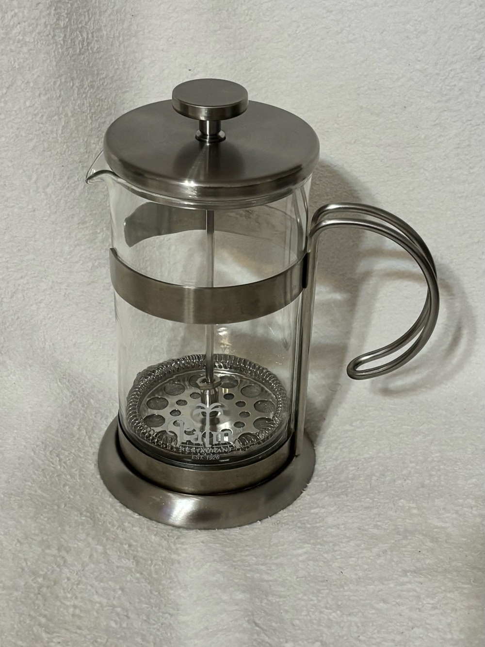 Glass French Press Coffee Maker in Silver Stainless Steel